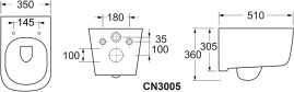 Подвесной унитаз Ceramicanova New Day Rimless CN3005 безободковый, с сиденьем Soft Close, сантехфарфор