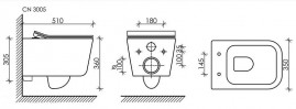 Инсталляция Ceramicanova Balance CN3005_121002MB, с безободковым унитазом New Day, сиденье микролифт, клавиша Square черная матовая