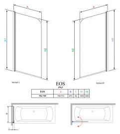 Шторка на ванну Radaway EOS PNJ 70 R 1205101-101R