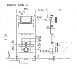 Инсталляция Ceramicanova Balance CN3005_121002CH, с безободковым унитазом New Day, сиденье микролифт, клавиша Square хром