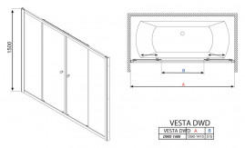 Шторка на ванну Radaway Vesta DWD 140 прозрачное стекло