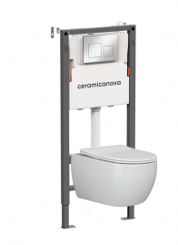 Инсталляция Ceramicanova Balance CN3001_121002CH, с безободковым унитазом Play, сиденье микролифт, клавиша Square хром