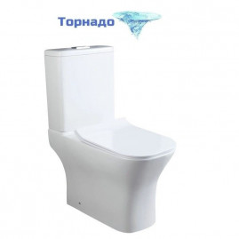 Унитаз напольный SantiLine SL-5043, безободковый, сиденье микролифт, смыв торнадо, белый