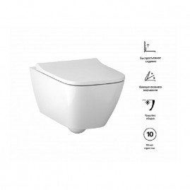 Инсталляция Geberit Duofix с унитазом Smyle Square, сиденье микролифт клавиша Sigma 01 хром глянец, комплект креплений, GEB30021500683