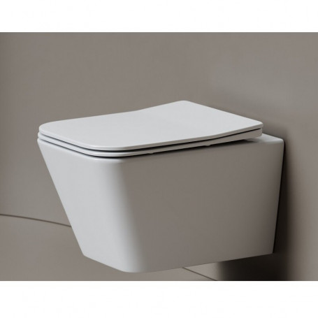 Подвесной безободковый унитаз Ceramicanova Miro CN11003T, Торнадо, крышка микролифт, белый