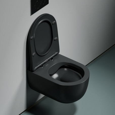 Подвесной унитаз Ceramica Nova Modena, CN6063MDH, безободковый, крышка-сиденье микролифт, темный антрацит матовый, сантехфарфор