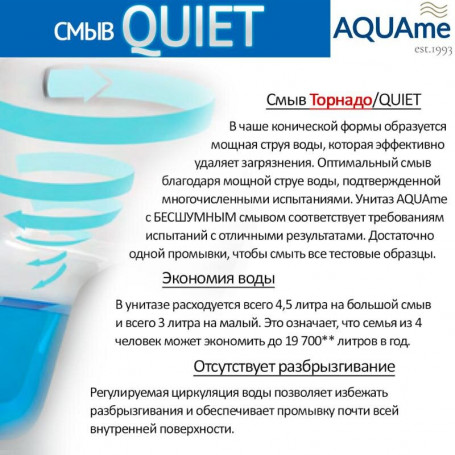 Унитаз подвесной Aquame AQM2002LPRO, безободковый, смыв торнадо, сиденье микролифт, цвет белый