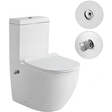 Напольный унитаз SantiLine SL-5011SM-BD, безободковый, с функцией биде, сиденье микролифт, цвет белый