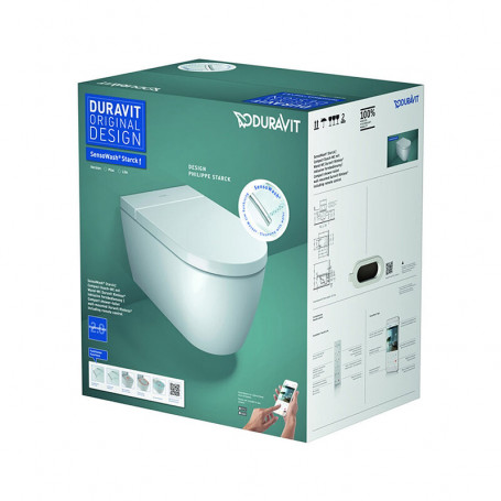 Комплект Duravit Starck f Lite, безободковый унитаз ME by Starck с электронным сиденьем SensoWash, 650001012004310 (2510092000+612000012000310)