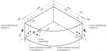 Гидромассажная ванна Радомир Сандра 2-83-2-0-0-221, 149 х 149 см, рама-подставка, фронтальный экран, сифон, слив-перелив автомат, гидромассаж Люкс хром КУ 500, белая