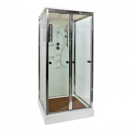 Душевая кабина AvaCan V9015 98382, 90 x 90 см, с гидромассажем, с электричеством, с крышей, поддон низкий, стекло прозрачное, профиль хром