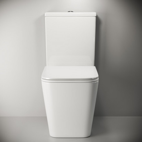 Напольный унитаз Ceramicanova Cubic Rimless CN1803, безободковый, с бачком, сиденье Soft Close, сантехфарфор, белый