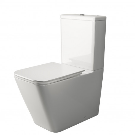 Напольный унитаз Ceramicanova Cubic Rimless CN1803, безободковый, с бачком, сиденье Soft Close, сантехфарфор, белый