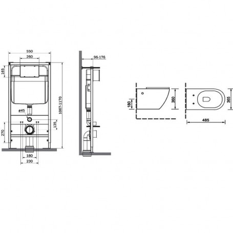 Инсталляция SantiLine SL-5104 +SL-01/Р, безободковый унитаз и клавиша персиковые матовые, сиденье микролифт
