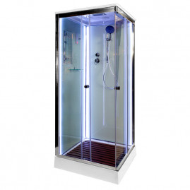 Душевая кабина Avacan K401SLED 98828, 100 х 100 см, LED-подсветка, с крышей, поддон низкий, стекло прозрачное, профиль хром