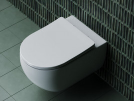 Подвесной унитаз Ceramicanova Long Rimless, безободковый, крышка микролифт, белый, CN3015