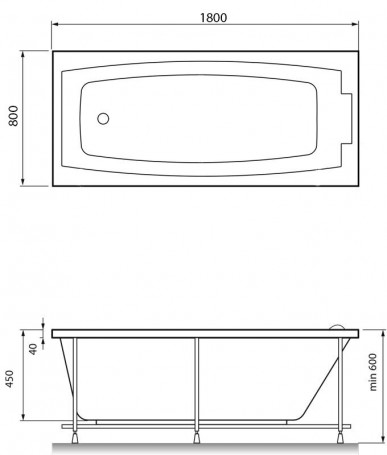 Ванна акрилловая акриловая Relisan Kristina 180 х 80 см