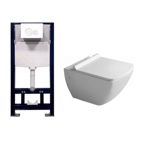 Комплект Splendy ST3011TPRW/10PL02007SV/40S80200I Set, инсталляция с безободковым унитазом, сиденье микролифт, клавиша смыва белый глянцевый