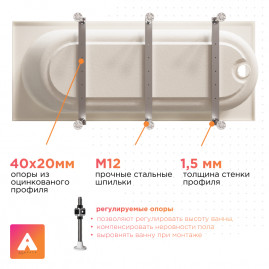 Ванна акриловая Радомир Вальс Ангосто 1-01-0-0-8-336, 170 x 70 см, белый