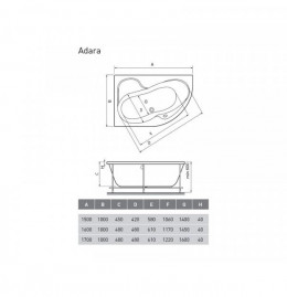 Ванна акрилловая акриловая Relisan Adara 170 х 100 см L/R, Гл000013731/Гл000013732