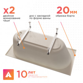 Ванна акриловая Радомир Виктория лайт Ангосто 1-01-0-0-8-272, 165 x 70 см, белый