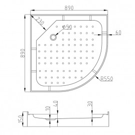 Душевая кабина AvaCan A09GM 98507, 90 x 90 см, с гидромассажем, с крышей, поддон низкий, стекло прозрачное, профиль хром