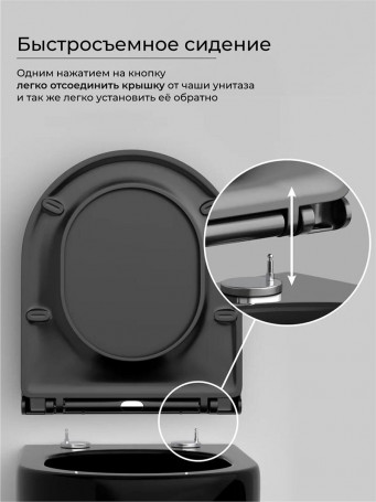 Подвесной унитаз Ceramicanova Ulma, CN4006TMB, Торнадо, безободковый, крышка-сиденье микролифт, черный матовый, сантехфарфор