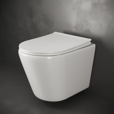 Подвесной унитаз Ceramicanova HighLight Rimless CN1804 с ультра-тонким сиденьем SoftClose, безободковый, сантехфарфор