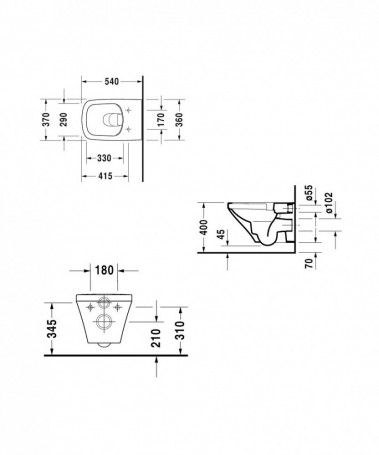 Подвесной унитаз безободковый Duravit Durastyle 45520900A1 + 0063790000 сиденье SoftClose