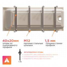 Ванна акриловая Радомир Дижон Ангосто 1-01-0-0-8-280, 180 x 70 см, белый