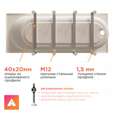 Ванна акриловая Радомир Виктория лайт Ангосто 1-01-0-0-8-261, 180 x 70 см, белый
