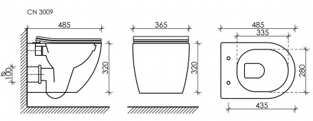 Сет 4 в 1: инсталляция Ceramicanova Envision с подвесным унитазом Forma CN3009_1001M_1000 Rimless CN3009, сантехфарфор, шумоизоляция, кнопка смыва Round хром матовый
