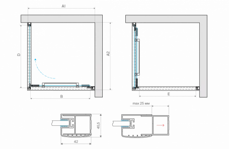 Душевое ограждение Vegas Glass 70х80 см, Z+ZPV Inside 70*80 11 10, профиль оружейная сталь, стекло сатин