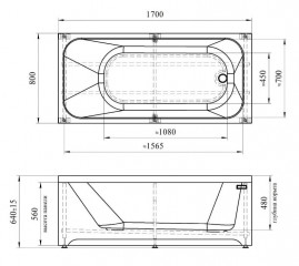 Ванна акриловая Радомир Прованс 170 x 80 см с рамой-подставкой, белая, 1-01-0-0-1-192