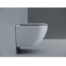 Подвесной безободковый унитаз Ceramicanova Alba CN11005T, Торнадо, крышка микролифт, белый