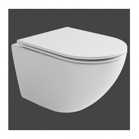 Подвесной безободковый унитаз Ceramicanova Alba CN11005T, Торнадо, крышка микролифт, белый