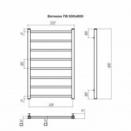 Полотенцесушитель водяной Terminus Ватикан П8 50х80