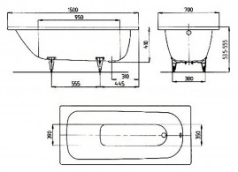 Стальная Ванна стальная Kaldewei Saniform Plus 150х70 см mod. 361-1 standard 111600010001 цвет белый, без покрытия